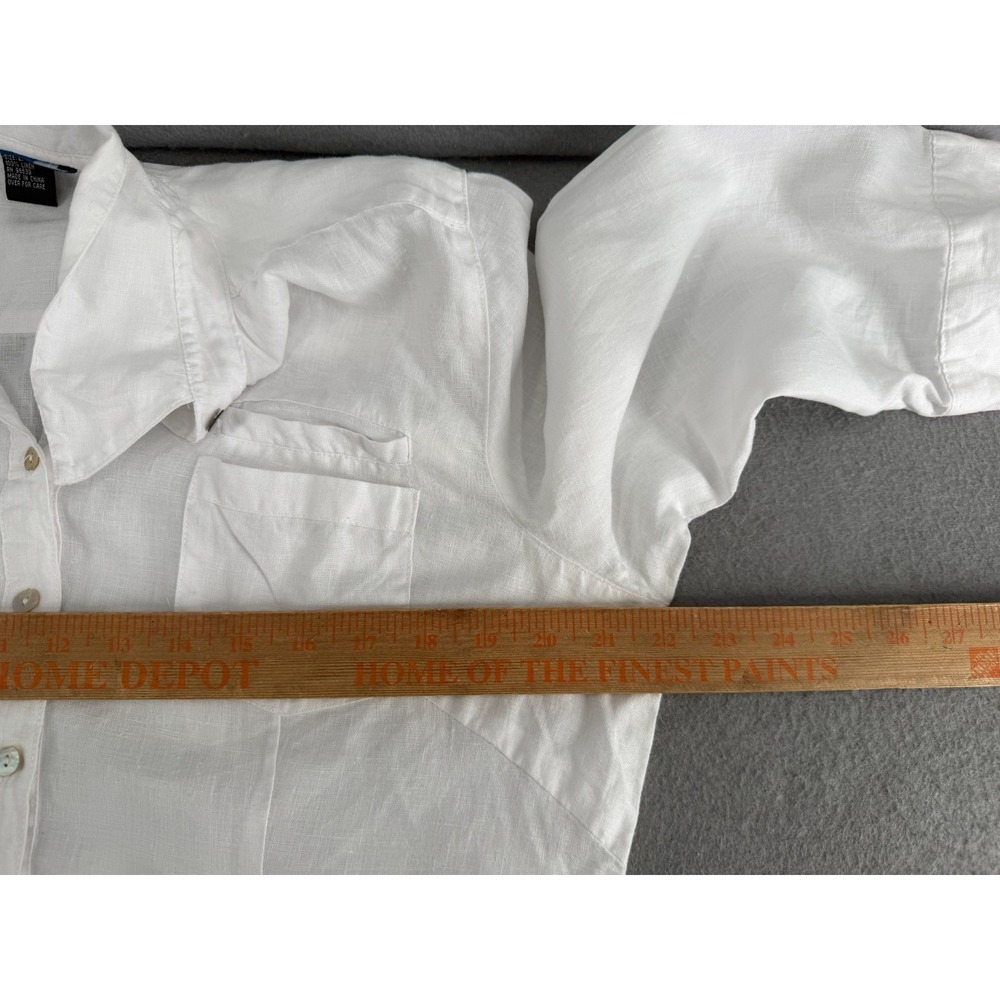 St. Tropez West Shirt Womens L 100% Linen Lagenlook Coastal Minimalist Blouse - Picture 10 of 13